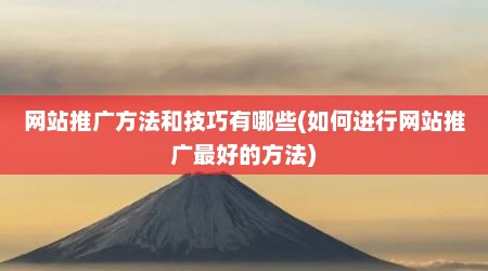 网站推广方法和技巧有哪些(如何进行网站推广最好的方法)