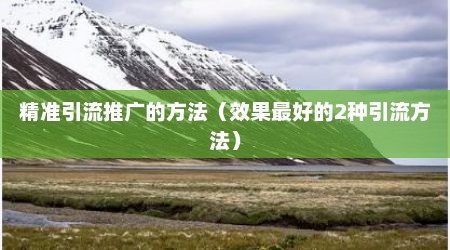精准引流推广的方法（效果最好的2种引流方法）