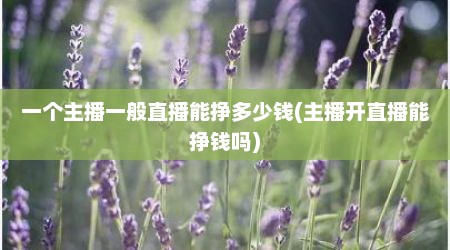 一个主播一般直播能挣多少钱(主播开直播能挣钱吗)
