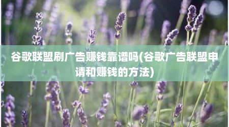 谷歌联盟刷广告赚钱靠谱吗(谷歌广告联盟申请和赚钱的方法)