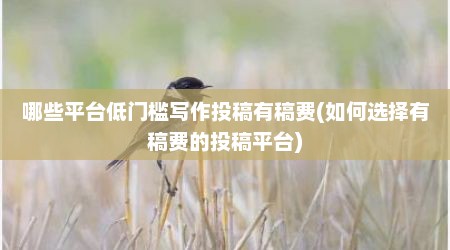 哪些平台低门槛写作投稿有稿费(如何选择有稿费的投稿平台)