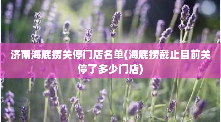 济南海底捞关停门店名单(海底捞截止目前关停了多少门店)