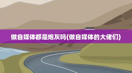 做自媒体都是炮灰吗(做自媒体的大佬们)