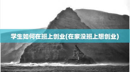 学生如何在班上创业(在家没班上想创业)