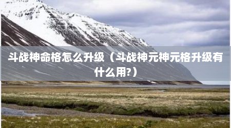斗战神命格怎么升级（斗战神元神元格升级有什么用?）