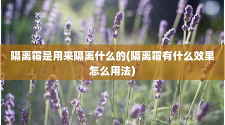 隔离霜是用来隔离什么的(隔离霜有什么效果怎么用法)