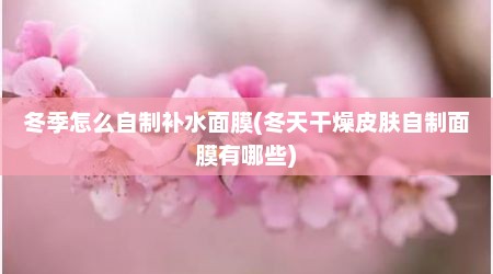 冬季怎么自制补水面膜(冬天干燥皮肤自制面膜有哪些)