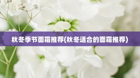 秋冬季节面霜推荐(秋冬适合的面霜推荐)