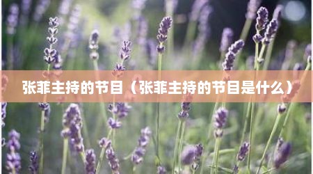 张菲主持的节目（张菲主持的节目是什么）