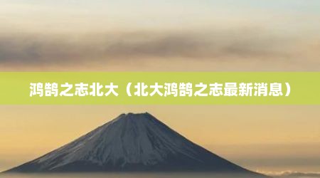 鸿鹄之志北大（北大鸿鹄之志最新消息）