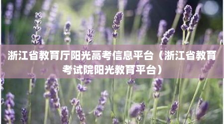 浙江省教育厅阳光高考信息平台（浙江省教育考试院阳光教育平台）