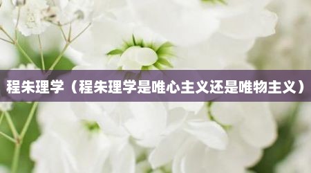 程朱理学（程朱理学是唯心主义还是唯物主义）