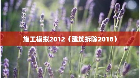 施工模拟2012（建筑拆除2018）