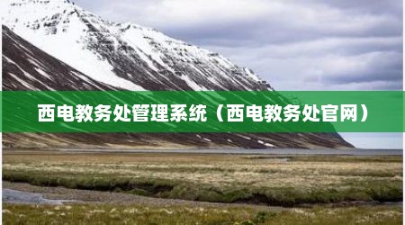 西电教务处管理系统（西电教务处官网）