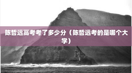 陈哲远高考考了多少分（陈哲远考的是哪个大学）