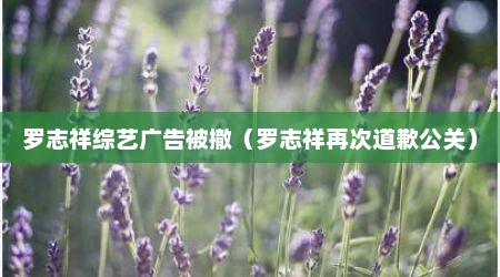 罗志祥综艺广告被撤（罗志祥再次道歉公关）
