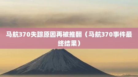马航370失踪原因再被推翻（马航370事件最终结果）