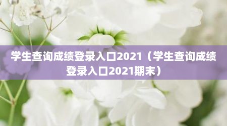学生查询成绩登录入口2021（学生查询成绩登录入口2021期末）