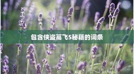 包含侠盗高飞5秘籍的词条