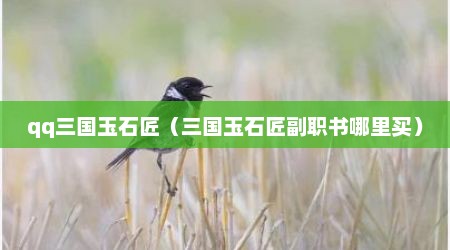 qq三国玉石匠（三国玉石匠副职书哪里买）