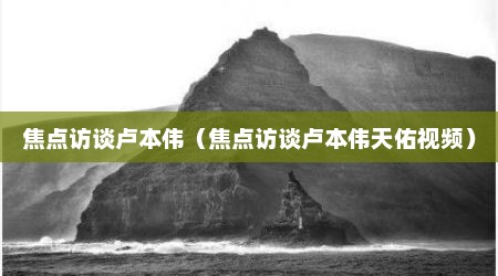 焦点访谈卢本伟（焦点访谈卢本伟天佑视频）