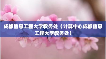 成都信息工程大学教务处（计算中心成都信息工程大学教务处）