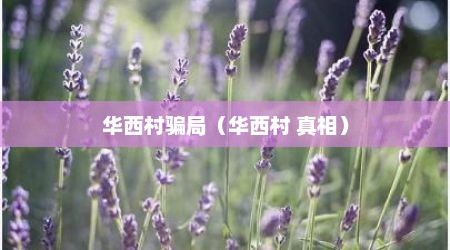 华西村骗局（华西村 真相）