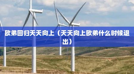 欧弟回归天天向上（天天向上欧弟什么时候退出）