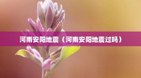 河南安阳地震（河南安阳地震过吗）