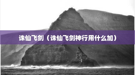 诛仙飞剑（诛仙飞剑神行用什么加）