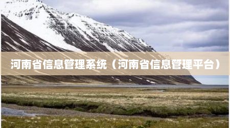 河南省信息管理系统（河南省信息管理平台）