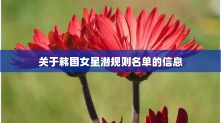 关于韩国女星潜规则名单的信息
