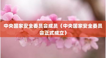 中央国家安全委员会成员（中央国家安全委员会正式成立）