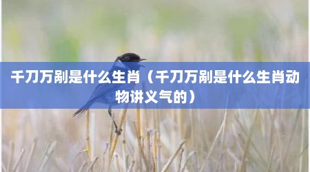千刀万剐是什么生肖（千刀万剐是什么生肖动物讲义气的）