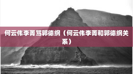 何云伟李菁骂郭德纲（何云伟李菁和郭德纲关系）