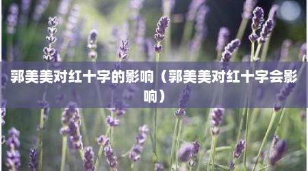 郭美美对红十字的影响（郭美美对红十字会影响）