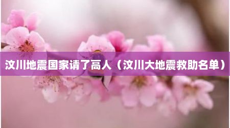 汶川地震国家请了高人（汶川大地震救助名单）