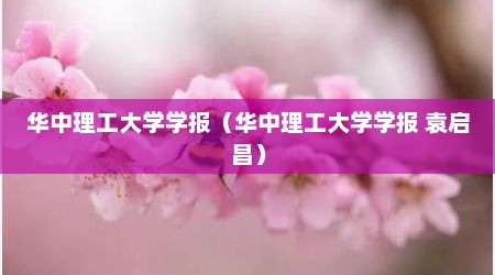华中理工大学学报（华中理工大学学报 袁启昌）