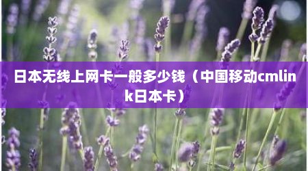 日本无线上网卡一般多少钱（中国移动cmlink日本卡）