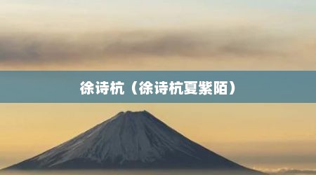 徐诗杭（徐诗杭夏紫陌）