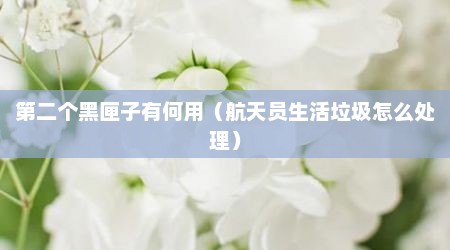 第二个黑匣子有何用（航天员生活垃圾怎么处理）
