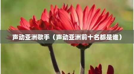 声动亚洲歌手（声动亚洲前十名都是谁）