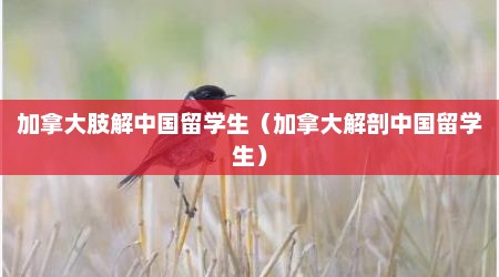 加拿大肢解中国留学生（加拿大解剖中国留学生）