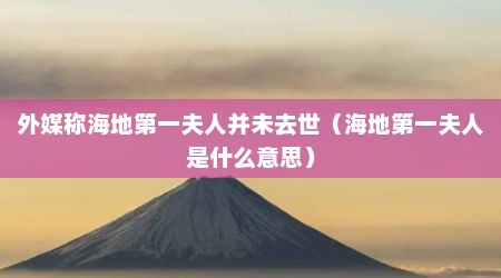 外媒称海地第一夫人并未去世（海地第一夫人是什么意思）