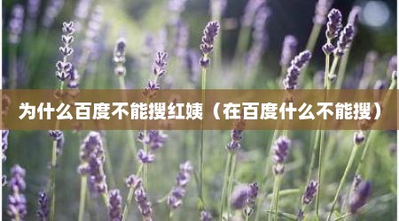 为什么百度不能搜红姨（在百度什么不能搜）