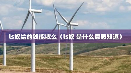 ls奴给的钱能收么（ls奴 是什么意思知道）