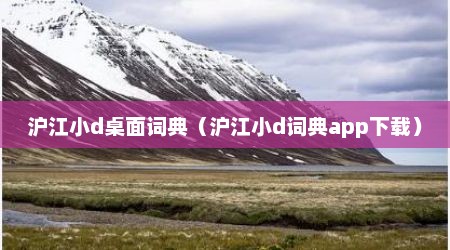 沪江小d桌面词典（沪江小d词典app下载）