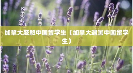 加拿大肢解中国留学生（加拿大遇害中国留学生）