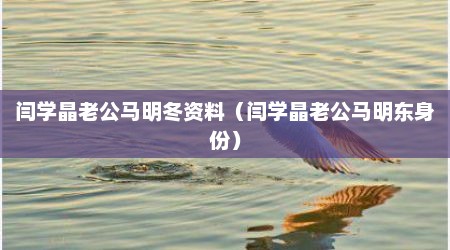 闫学晶老公马明冬资料（闫学晶老公马明东身份）