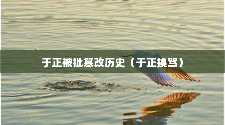 于正被批篡改历史（于正挨骂）